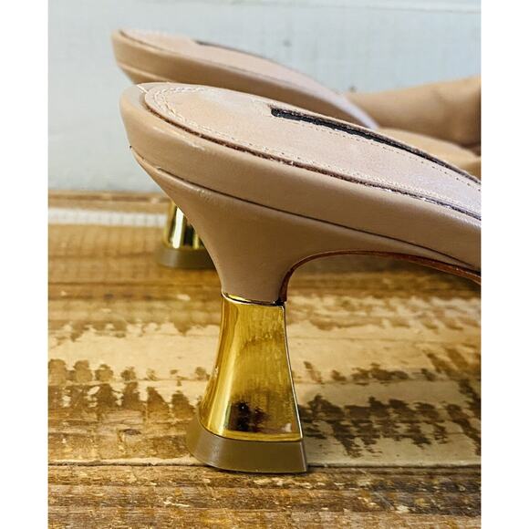 New BCBGMAXAZRIA Women's Fiona Puffy Leather Heel Sandal Square Toe sz 6.5 Nude - Picture 10 of 16